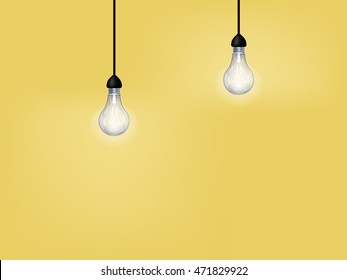 beautiful graphic design of light bulb on yellow background with copy space