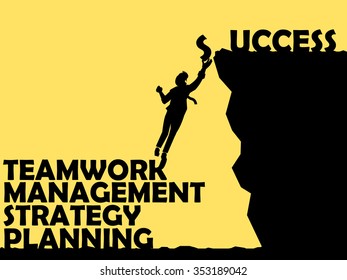 beautiful graphic design of method to success,way to success consist of teamwork,management,strategy and planning