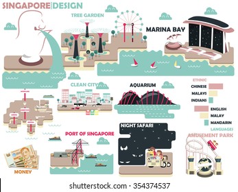 beautiful graphic design of Singapore with light color