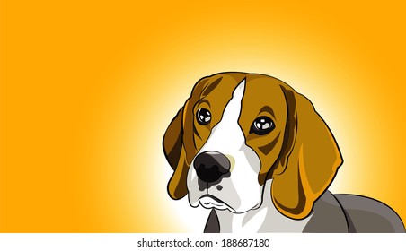 beautiful graphic design vector of beagle dog with copy space