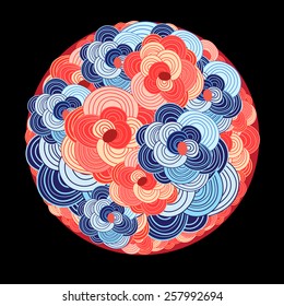 beautiful graphic floral pattern in a circle on a black 