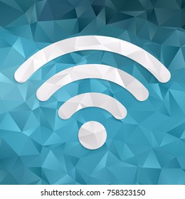 Beautiful graphic low poly icon Wifi on blue polygon background, Low Poly Design. vector illustration eps 10.