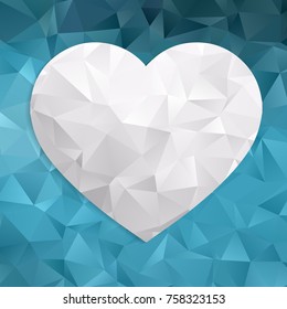 Beautiful graphic low poly icon Heart on blue polygon background, Low Poly Design. vector illustration eps 10.