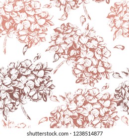 Beautiful graphic pattern with hudrangea  flowers. Vector