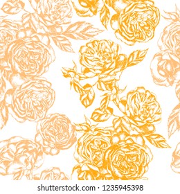 Beautiful graphic pattern with rose flowers. Vector