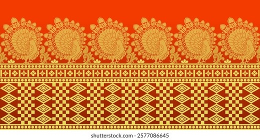 beautiful graphic saree design and this sari design is in Indian style which is for textile fashion industry and it can be used as wallpaper backdrop and website bg this style is originated in india 