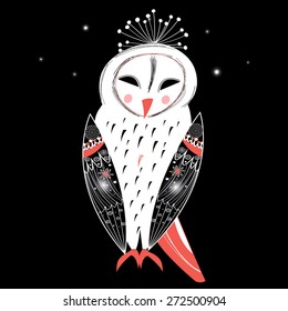 beautiful graphics owl on a black background

