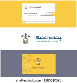Beautiful Grave Logo and business card. vertical Design Vector