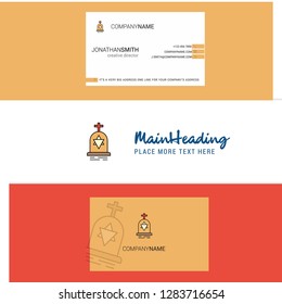 Beautiful Grave Logo and business card. vertical Design Vector