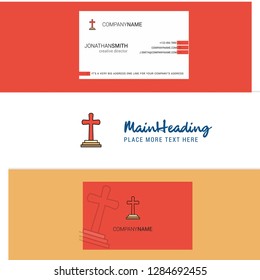 Beautiful Grave Logo and business card. vertical Design Vector
