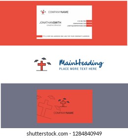 Beautiful Grave Logo and business card. vertical Design Vector