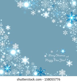 Beautiful gray background with snowflakes and glitter.Vector  illustration