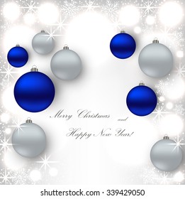 Beautiful gray background with sparkles and balls .Vector  illustration