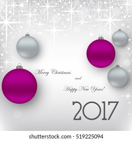 Beautiful gray background with sparkles and balls .Vector  illustration