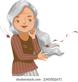 beautiful gray haired elderly woman