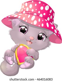 Beautiful gray kitten with heart
