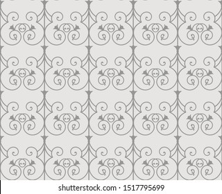 Beautiful gray and light neutral batik seamless pattern drawing techniques that use manual hand methods, for backgrounds, carpets, wallpapers, clothing, wrappers, fabrics, classic and vintage.