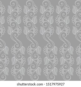 Beautiful gray and light neutral batik pattern drawing techniques that use manual hand methods, for backgrounds, carpets, wallpapers, clothing, wrappers, fabrics, classic and vintage.
