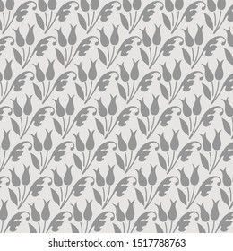 Beautiful gray and light neutral, floral pattern drawing techniques that use manual hand methods, for backgrounds, carpets, wallpapers, clothing, wrappers, fabrics, classic and vintage.