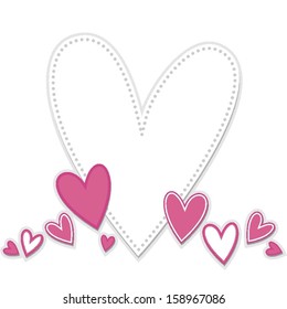 beautiful gray pink white patterned hearts romantic Valentine's Day card wedding invitation design on white background