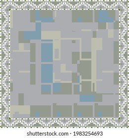 Beautiful gray scarf pattern with flower and leaf ornament. Hijab motif design