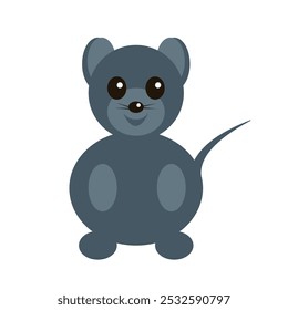 Schöne graue Vektorgrafik einer lustigen Maus einzeln auf weißem Hintergrund