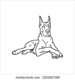 beautiful Great Dane line art images,Great Dane outline drawing,vector art and Great Dane illustrations art