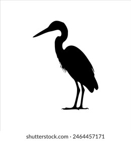 Beautiful great egret silhouette isolated on white background. Great egret icon vector illustration design.