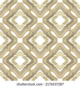 Beautiful greek rhombus frames seamless pattern. Ornamental golden greece ornaments on white background. Geometric tribal ethnic style repeat vector backdrop. Modern decorative  isolated greek design.