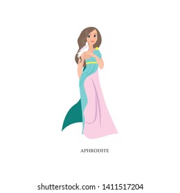 Beautiful greek woman god Aphrodite with long dress
