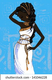 Beautiful Greek woman. Vector illustration