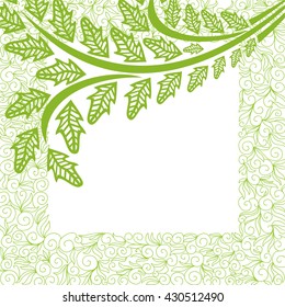Beautiful green background with branch of tree