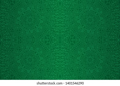 Beautiful green background with detailed linear seamless pattern