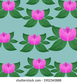 beautiful green background flower and leaf pattern vector