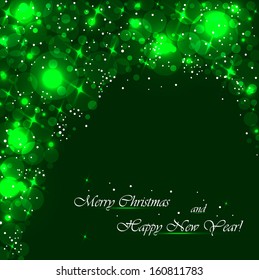 Beautiful green background with sparkles .Vector  illustration