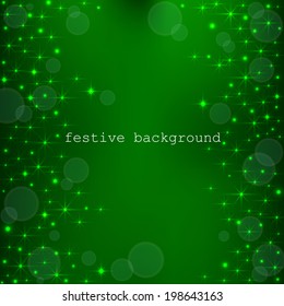 Beautiful green background with sparkles. Vector  illustration