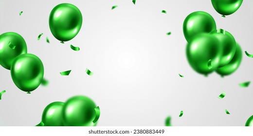 Beautiful green balloon background for festive decoration. Vector illustration.