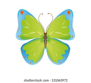 Beautiful green and blue butterfly. Vector illustration, EPS10