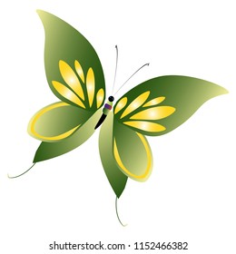 beautiful green butterflies, isolated on a white