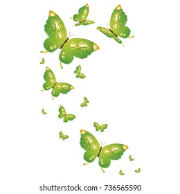 beautiful green butterflies, isolated on a white