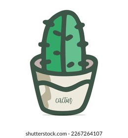 Beautiful green cactus illustration vector artwork