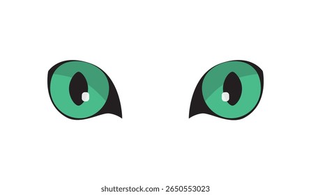 Beautiful green cat eyes. Simple flat vector illustration.