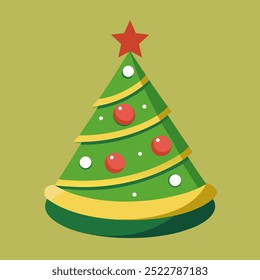 A beautiful green Christmas tree adorned with a bright red star on top
