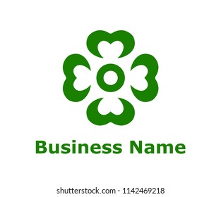 beautiful green clover flower grass four leave logo design idea concept illustration for health spa natural organic corporate