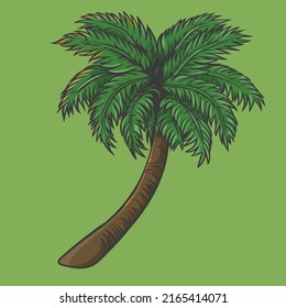 beautiful green color palm tree vector illustration design