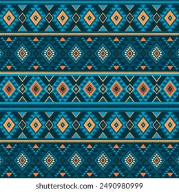 Beautiful green ethnic art. Geometric ethnic seamless pattern in tribal. American, Mexican style. Design for background, wallpaper, illustration, fabric, clothing, carpet, textile, batik, embroidery