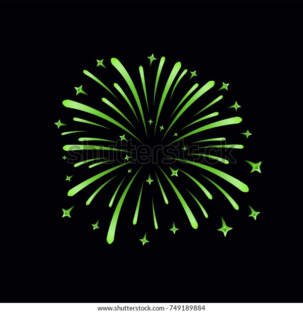 Beau Feu D Artifice Vert Feu D Artifice Image Vectorielle De Stock Libre De Droits