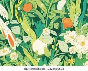 Beautiful Green Flower Background Vector