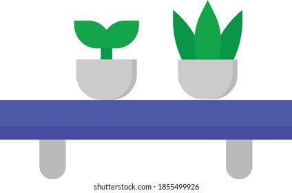 Beautiful Green Flower Pot On Shelf Illustration