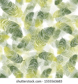 beautiful green forest leaves seamless pattern design